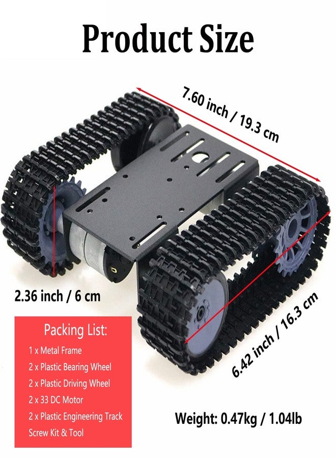 SmaringWing Professional DIY Tracked Robot Chassis Smart Tank Car Platform Kit with 2pcs High Torque DC Motors, Caterpillar Robotic Crawler Sciences Eduactional Model for Arduino Raspberry Pi STEAM - Image 2